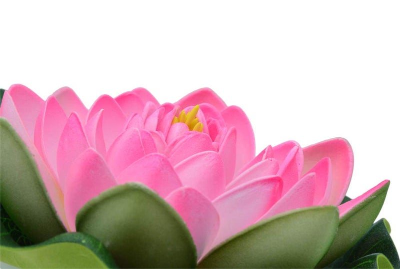 Famgee 7 Inches Artificial Lifelike Floating Foam Lotus Flower Water Lily for Garden Pond Decor, Set of 6 (Pink) - Image 4